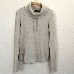 Lauren Ralph Lauren Size M Women Beige Preppy Minimalist Cowl Neck Knit Sweater